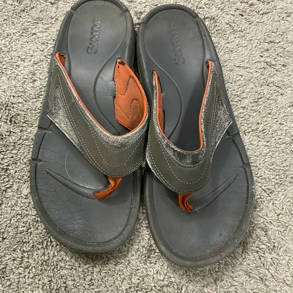 Simms Charcoal and Burnt Orange Flip-Flops - Picture 1 of 7